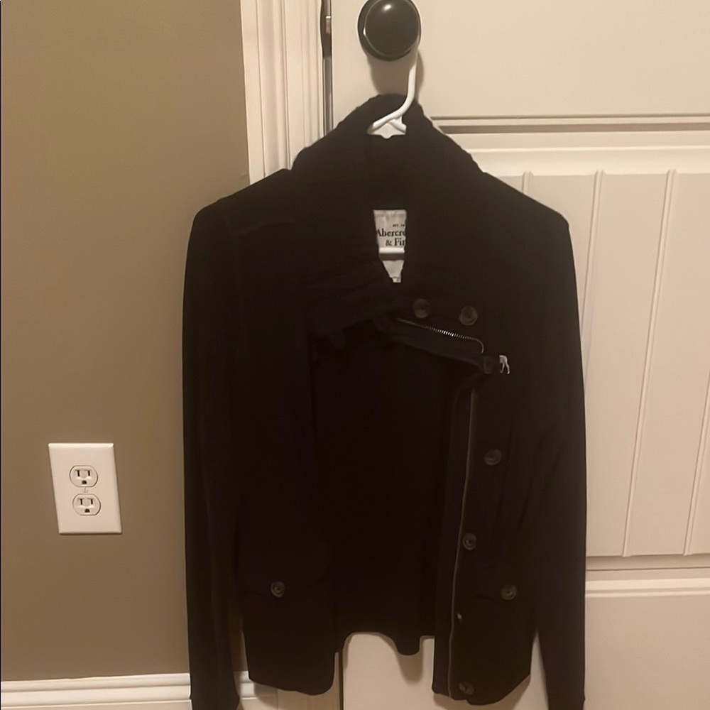 Abercrombie & Fitch Navy Pea Coat Classic Style size Large fits like a medium